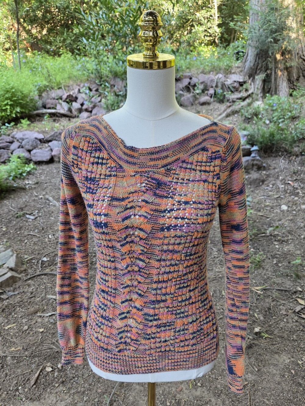 Sparrow Anthropologie Multicolor Retro Cable Knit Pullover Sweater Size Small
